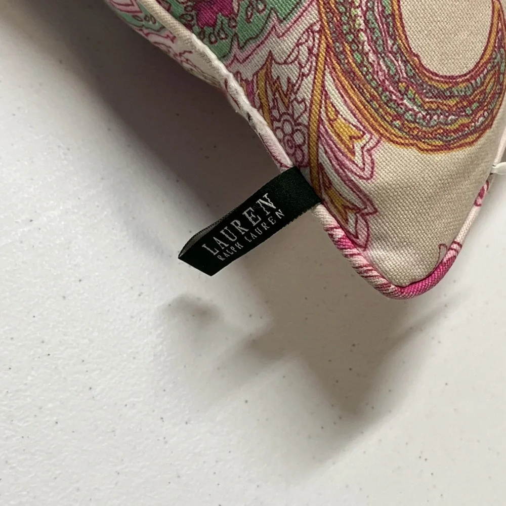 Lauren Ralph Lauren Throw Pillows Pink Paisley Down Filled Set Of 3 Preppy